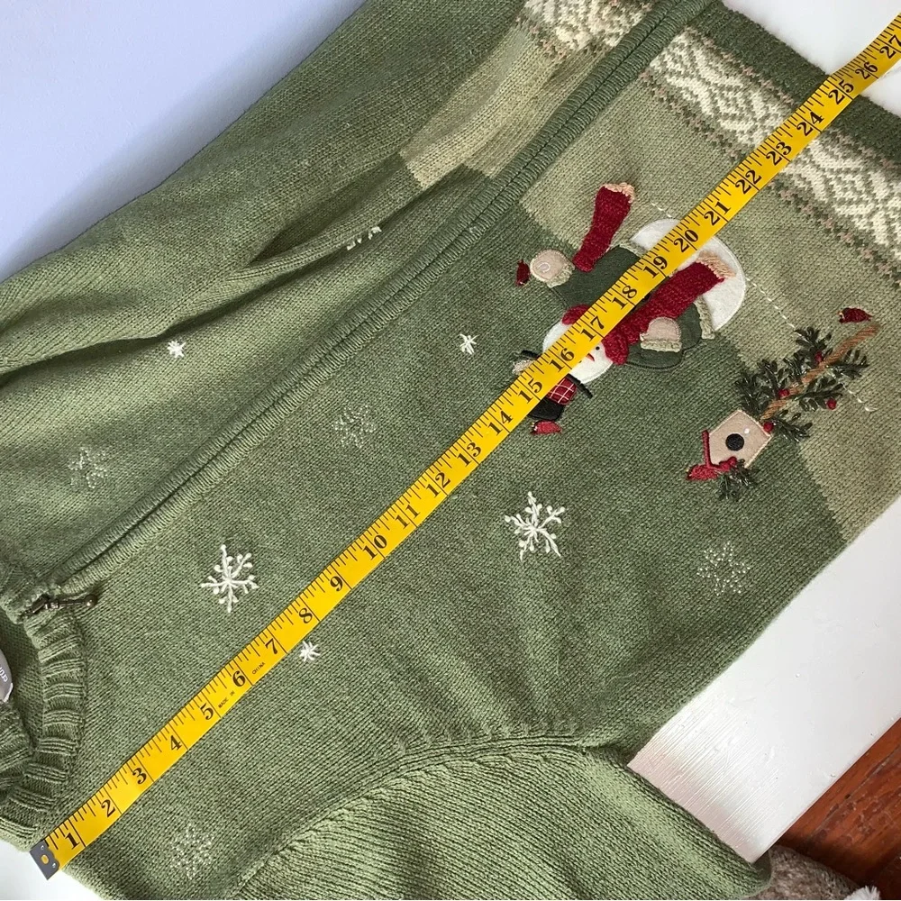 Vintage Ugly Christmas Sweater Snowman Red Birds Button Down Cardigan - Picture 8 of 10